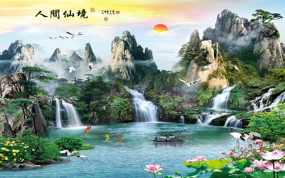 Phong cảnh sơn thủy hồ thác MHT2-317